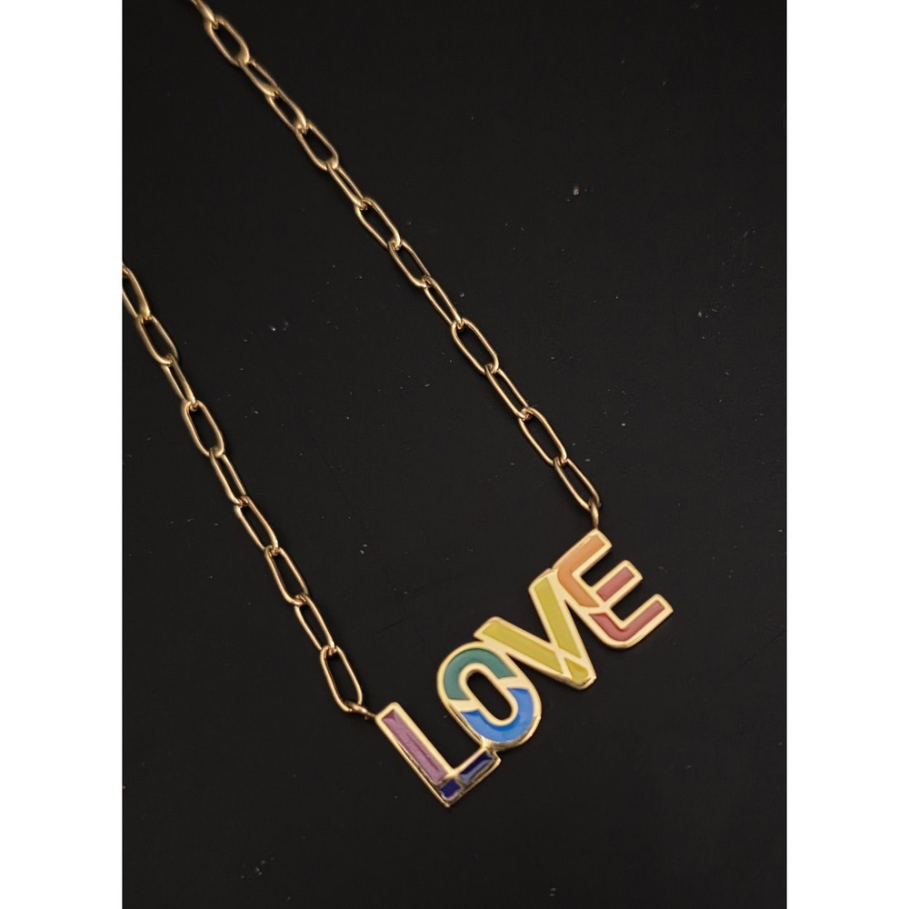 LOVE Enamel NecklaceGold Plated Stainless Steel Size 20" & 2" Extender